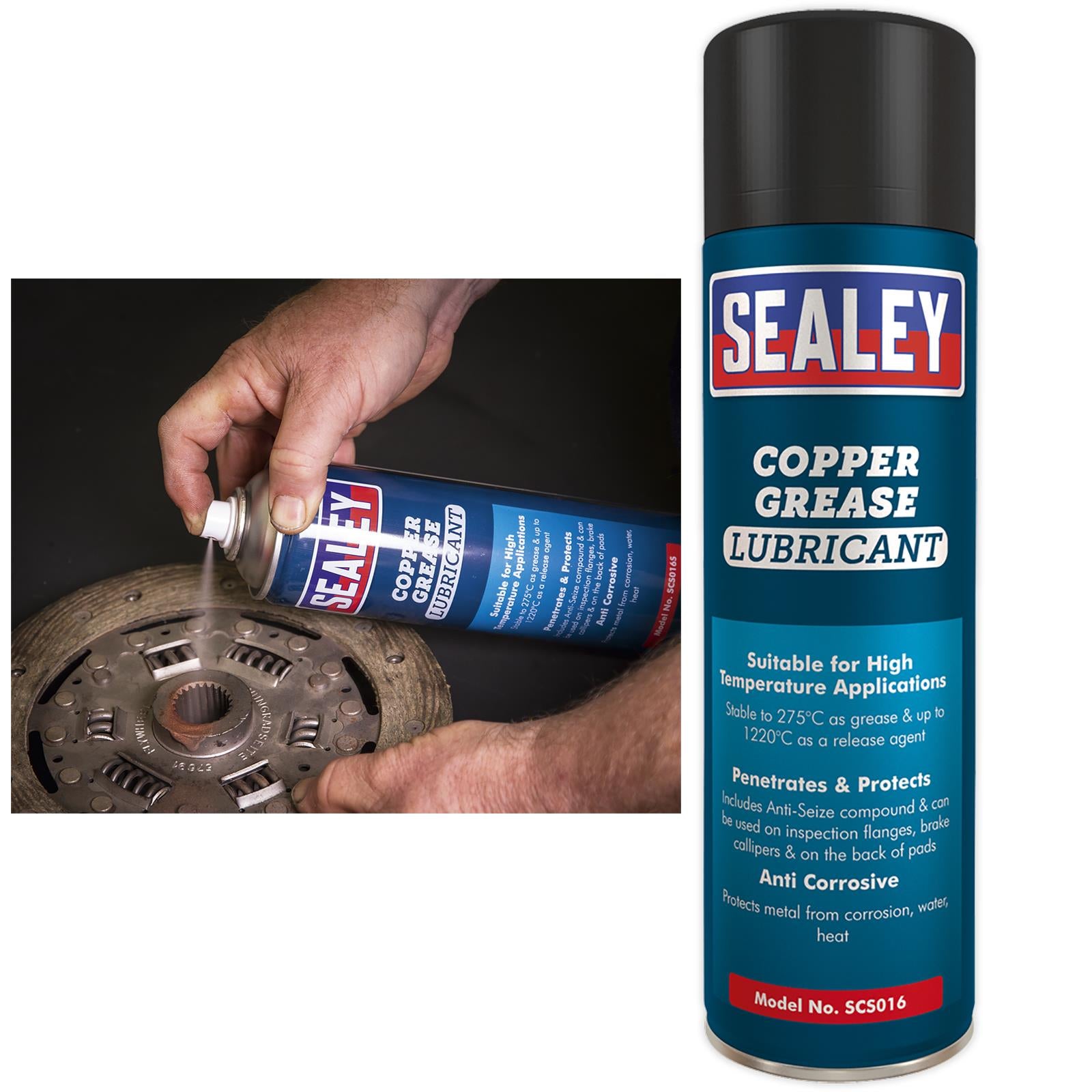 Sealey 500ml Copper Grease Spray Lubricant for High Temperature Applications
