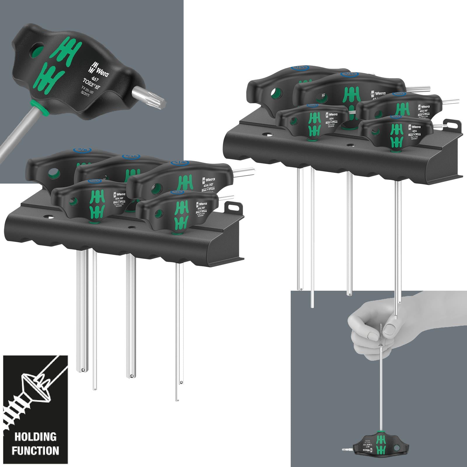 Wera Screwdriver Set T-Handle Hex Plus with Holding Function 10 Piece 454/10 HF Set Imperial 1