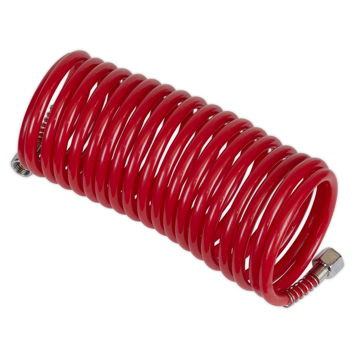 Sealey PE Coiled Air Hose 5m x 5mm Bore 1/4" BSP Unions Couplings