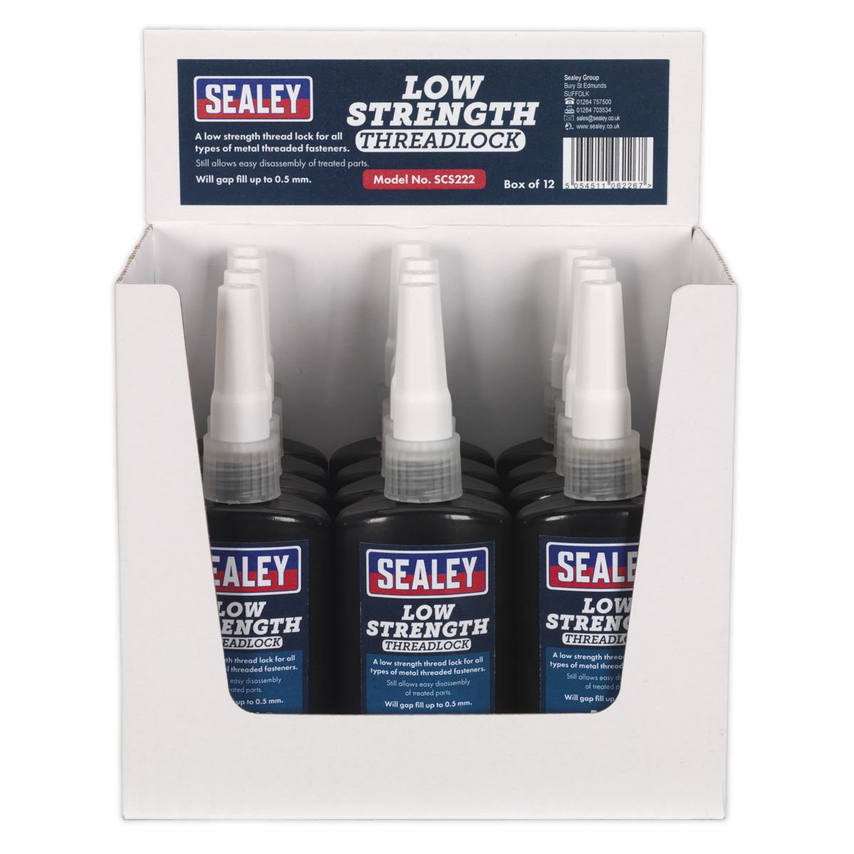 Sealey Thread Lock Low Strength 50ml Pack of 12