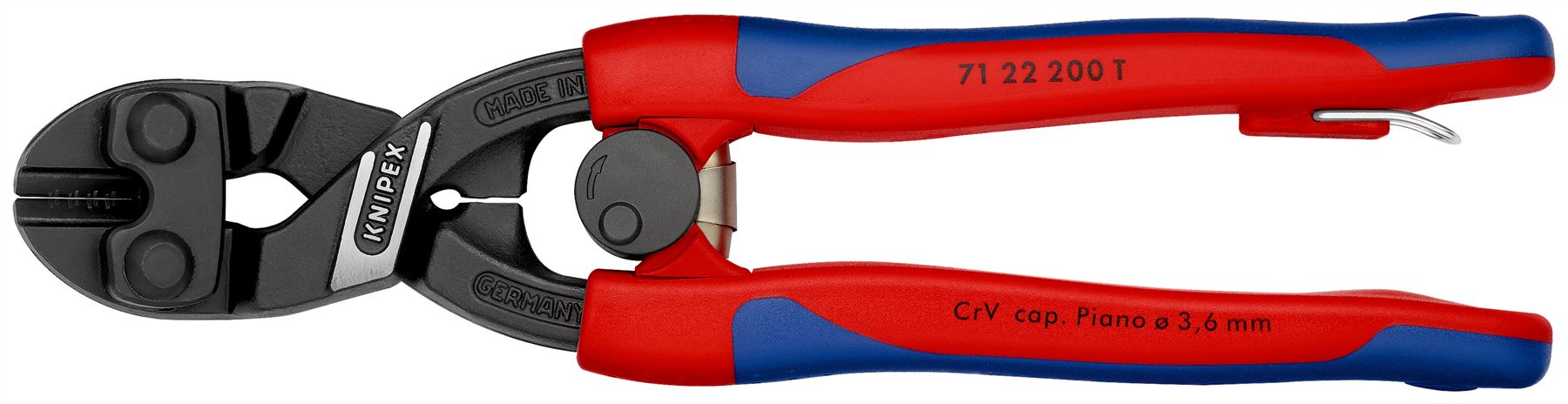 Knipex CoBolt Compact Bolt Cutter 20° Angled Head 200mm Multi Component Grips Tether Point 71 22 200 T