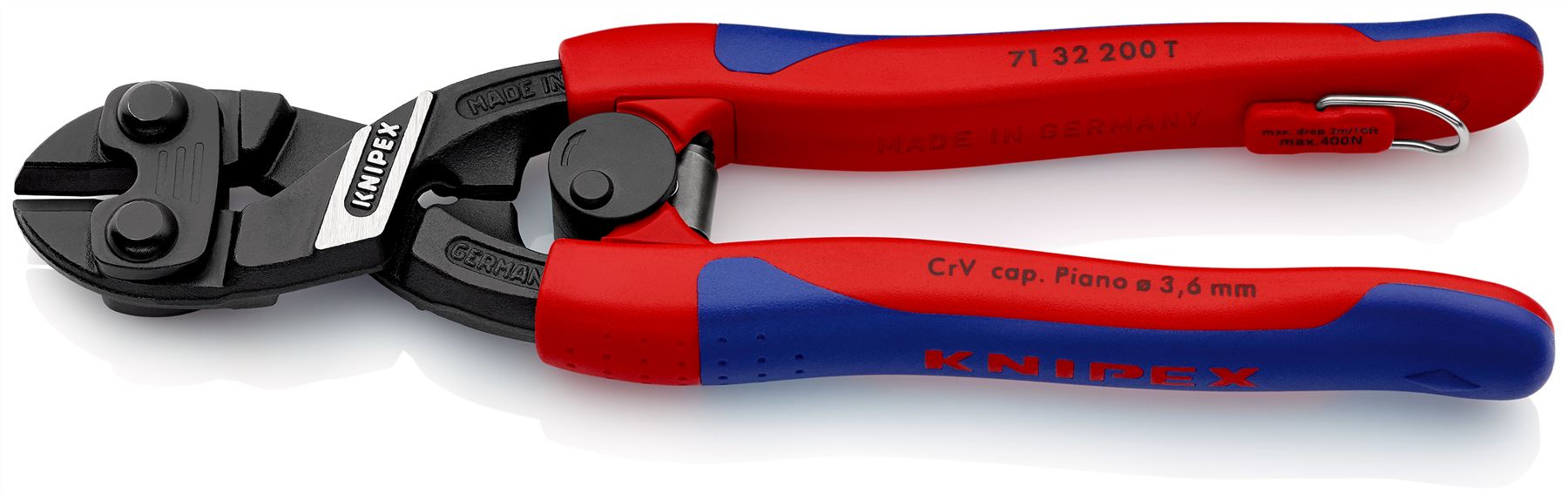 Knipex CoBolt Compact Bolt Cutter 200mm Slim Multi Component Grips with Tether Point 71 32 200 T
