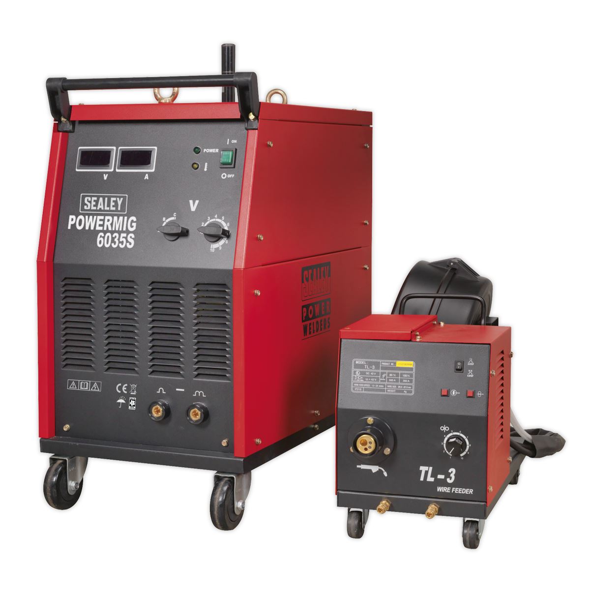 Sealey Professional MIG Welder 350A 415V 3ph with Binzel® Euro Torch & Portable Wire Drive