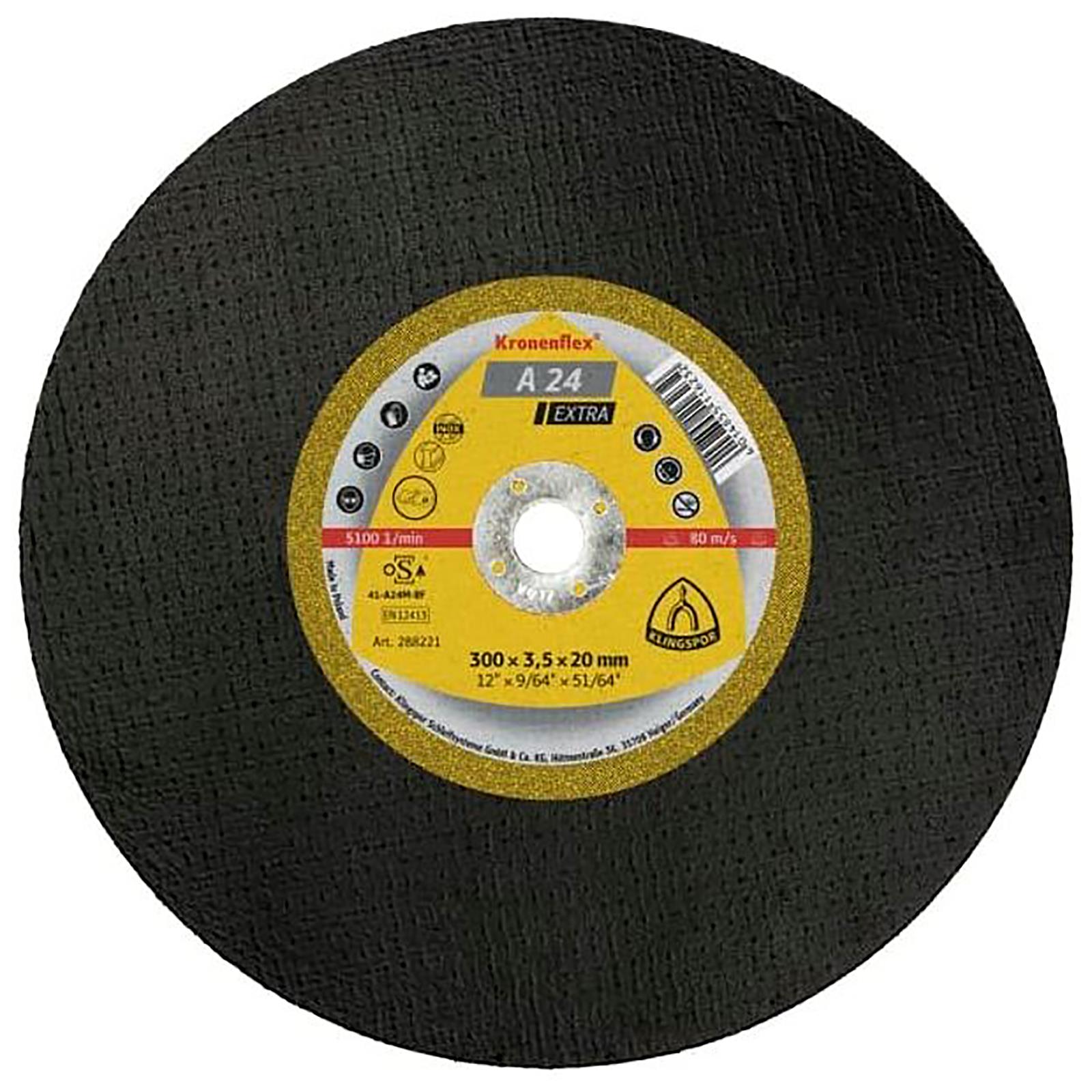 Klingspor Cutting Disc 300mm x 3.5mm x 20mm Bore Cut Off Wheel Kronenflex A24 Extra